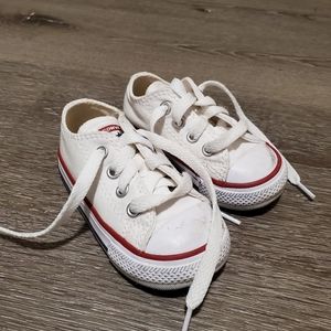Baby white converse shoes